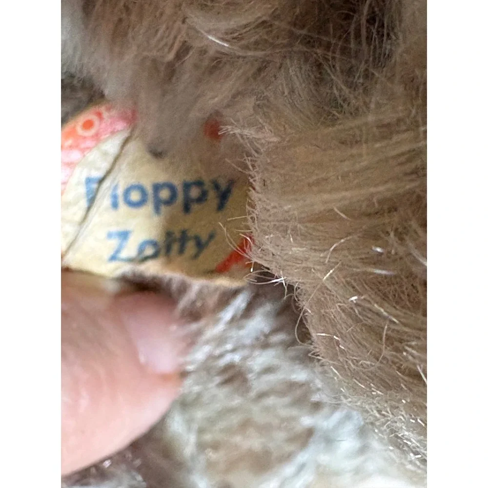 VTG  Steiff Floppy Zotty Teddy Bear Mohair Reclining Plush Brown Rattle 1950s